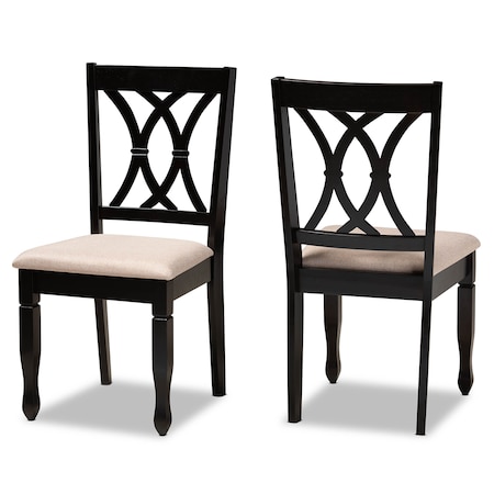 Baxton Studio Reneau Sand Upholstered Espresso Wood 2-Piece Dining Chair Set 162-10527
